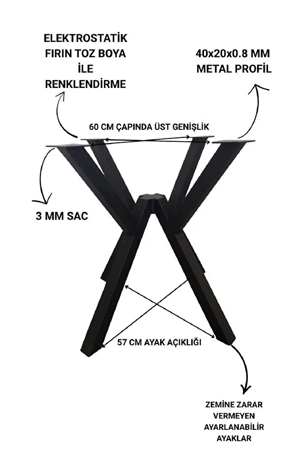 Metal Yuvarlak Masa Yemek Masası Çalışma Masası Ayağı 72 Cm Mobilya Ayağı